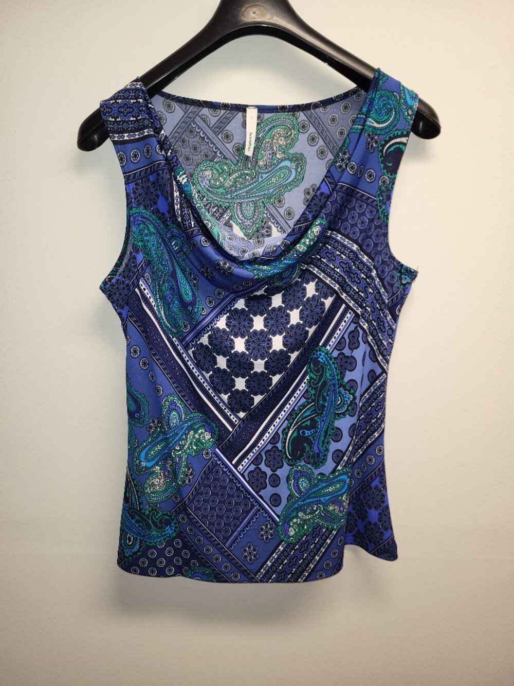 Hamilton Made in Canada Paisley Print Sleeveless Cowl Neck Top Size XL